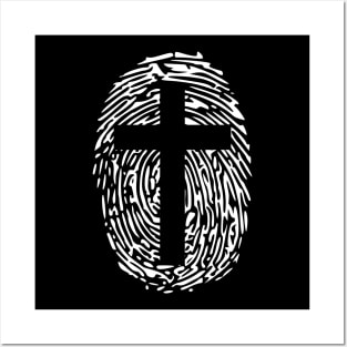 jesus-christ-team-jesus- religious - gift - cross fingerprint Posters and Art